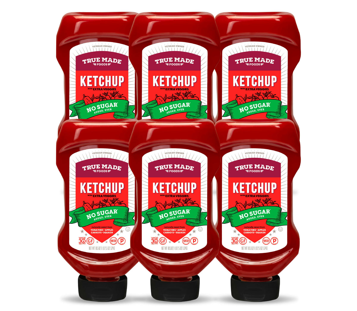 True Made No Added Zuckerketchup, Squeeze Flasche – 6 Flaschen x 18,5 oz Etui