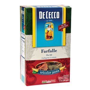 De Cecco Farfalle Tricolor Teigwaren, 13,25 Unzen (Packung mit 12 Stück)