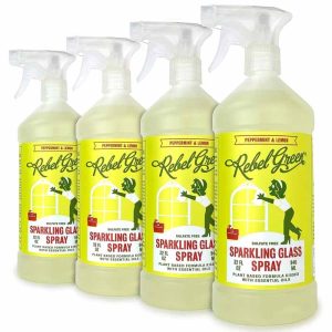 Rebel grüner Glasreiniger Spray Pfefferminz Zitrone 32 Unzen – Packung mit 4