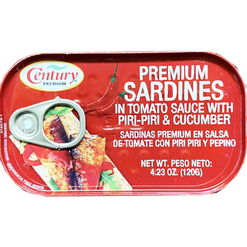 Century Thunfisch Premium – Premium Sardinen in Tomatensauce mit Piri Piri und Gurke – 120 G