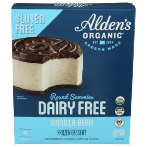 Aldens Bio – milchfrei glutenfreie Vanille-Eiscreme Sammie, 14 o