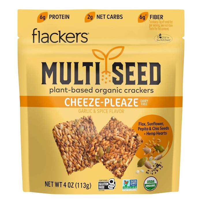 Flackers – Mehrfarbig Seed Plant-Based Bio Crackers, 4oz – Multiple Fla