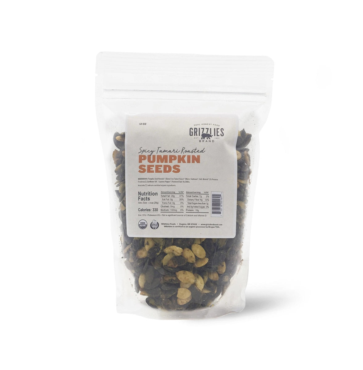 Grizzlie Granola's scharf Tamari Geröstete Kürbiskerne Tasche – 12 x 12oz