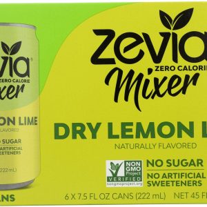Zevia Zero Calorie Mixer Trockene Zitrone Limette, 6/7.5 Fl Oz – 4er Packung
