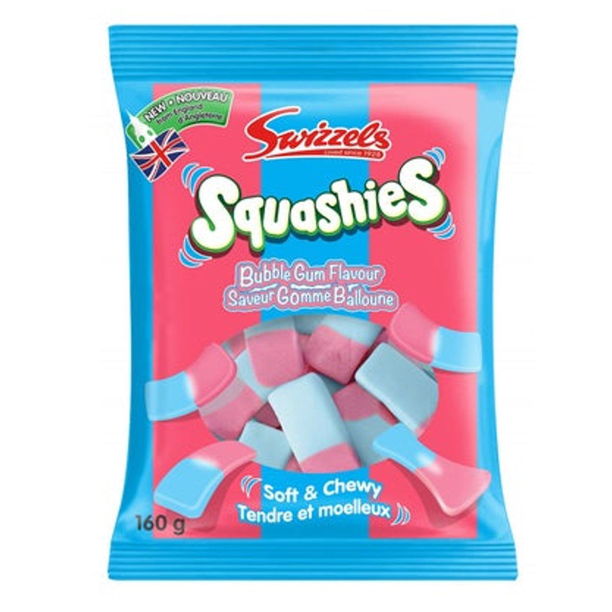 Squashies Bubble gum 160g Vereinigtes Königreich (Fall von 12)