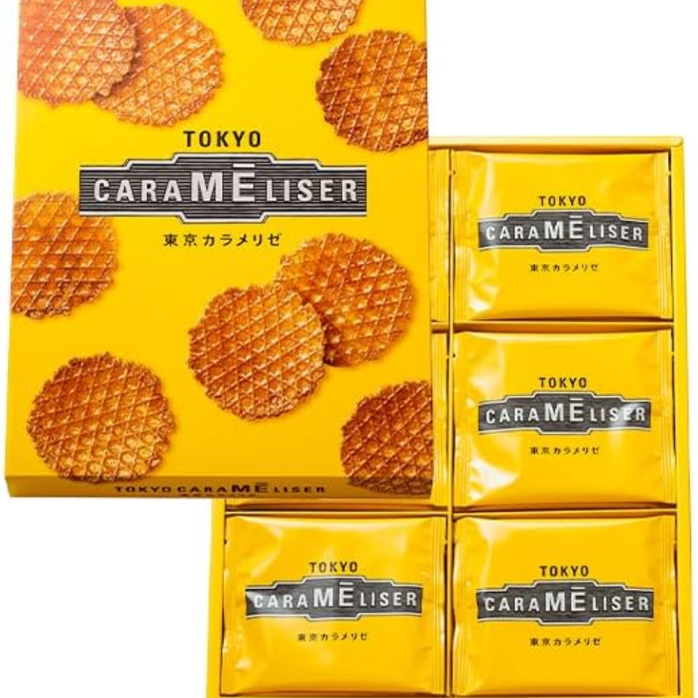 Tokyo Caramelise 24 Stück – Knusprige Ahorn Zucker karamellisierte Waffel Geschenkset – Made in JAPAN – Tokyo Sakura Mall