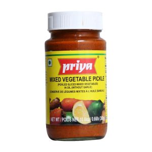 Priya Mixed Vegetable Pickle in Öl (ohne Knoblauch)