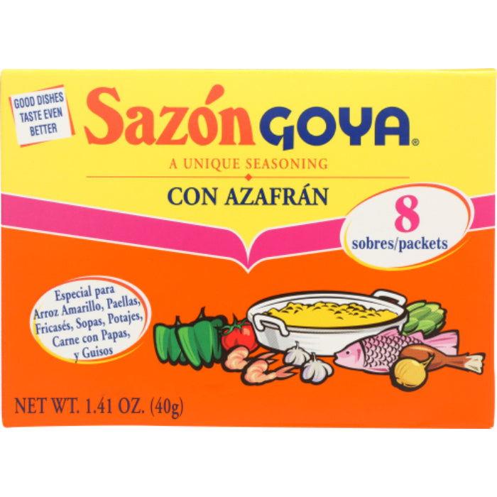 Goya Sazón con Azafrán, 8 Stück, 1.41 Oz (Packung mit 36 Stück)