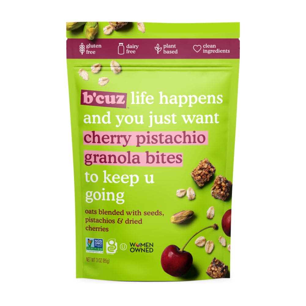 Bcuz Snacks – Granola Bites Cheery Pistazie, 5 oz – Packung mit 6 Stück