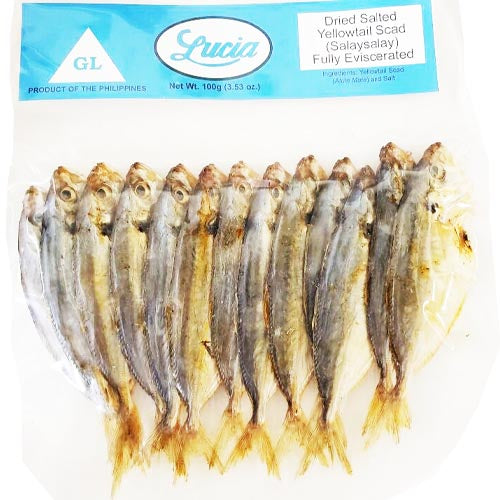 Lucia Getrocknete gesalzene Yellowtail Scad (Salysalay) vollständig ausgeweidet – 100 G