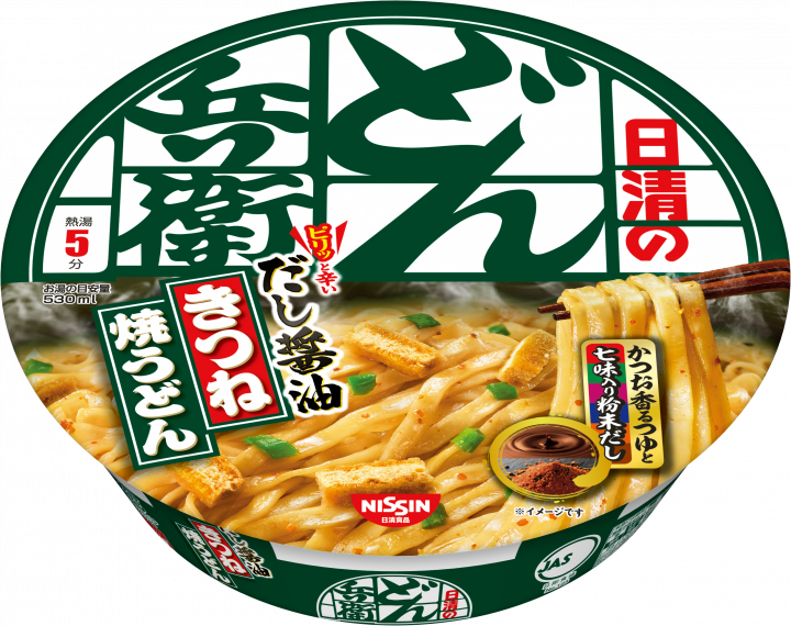 Nissin, Donbei Yaki Udon, Weizennudel ohne Suppe, Sojasauce & Dashi, 105g