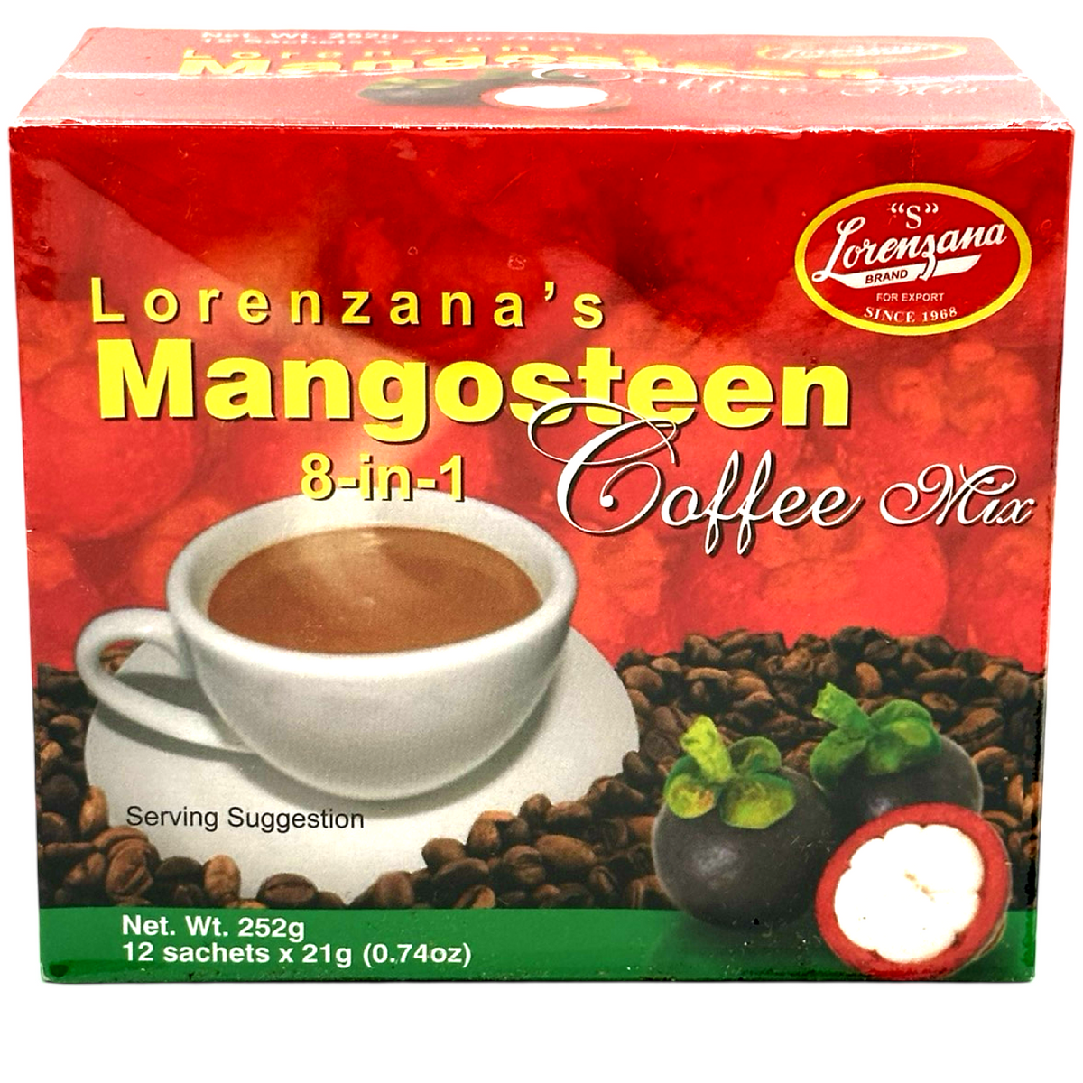 Lorenzana – Mangostan 8 in 1 Kaffee – 12 Beutel x 21 G (210 G)