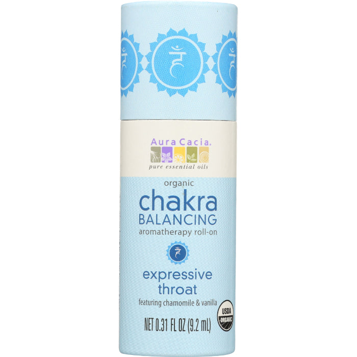 Aura Cacia Chakra Roll-On Expressiver Hals, 0,31 oz – Packung mit 1 Stück