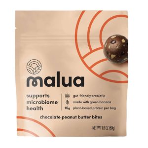 Malua Prebiotic Bio Darm gesund vegan Keto freundlich, Low Carb Schokolade Erdnussbutter Bisse – 8 Beutel x 1,8 Unzen
