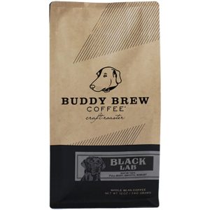 Buddy Brew Ganzer schwarzer Laborkaffee mit Bohnen, 12 Unzen (Packung mit 6 Stück)