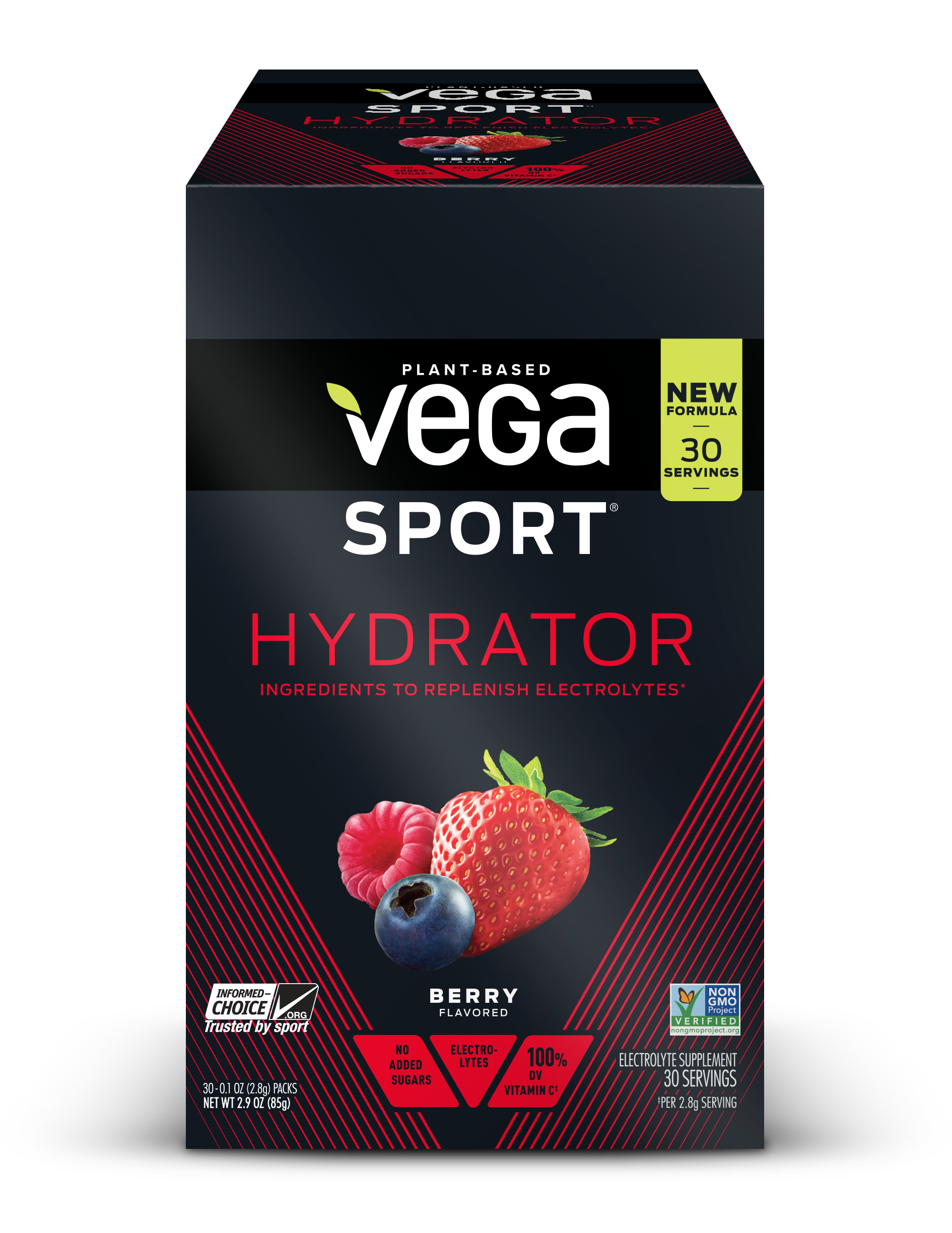 Vega Hydrator,Elektrolyt,Berry, 0,1 oz – Packung mit 30 Stück