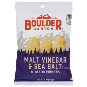 Boulder Canyon Kartoffel Essig Meersalz Chips, 2 Oz – Packung mit 24
