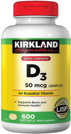 Kirkland Signature Extra Stärke D3 50 mcg., 600 Softgels