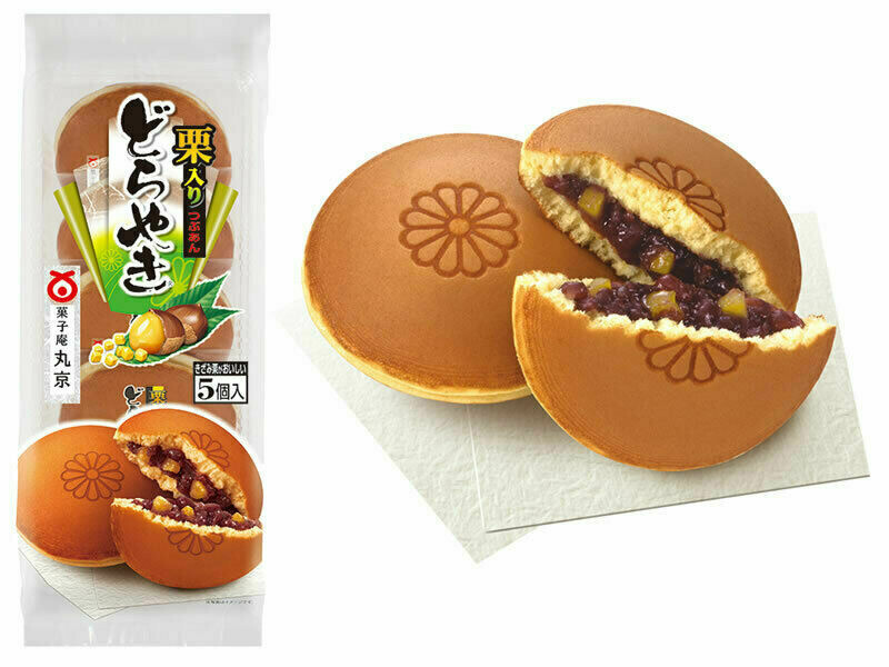Marukyo, Kuri Dorayaki, Pfannkuchen mit Anko & Kastanien, 5 Stück, japanische Süßigkeiten