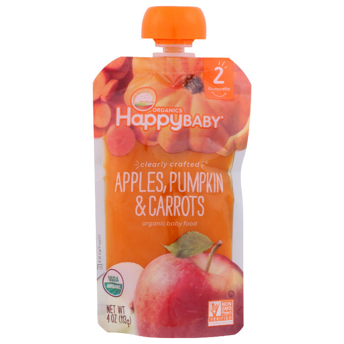Glückliches Baby S2 Apfel Kürbis Karotte Org 4 Oz – Packung mit 16