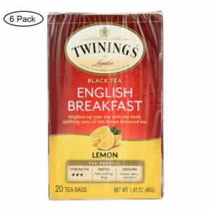 Twinings English Frühstück Zitronentee, 20 Beutel Packung mit 6