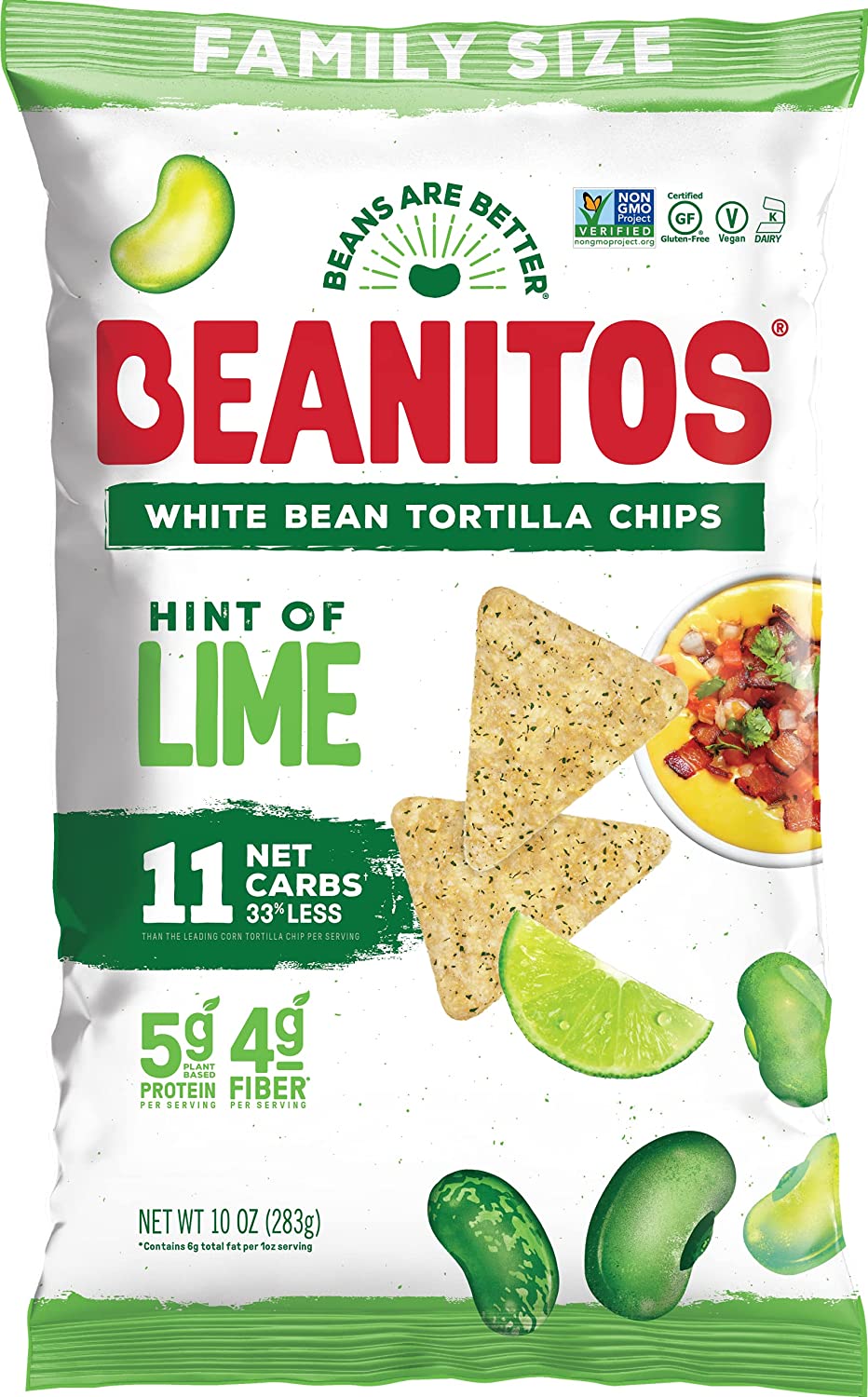 Beanitos – Weiße Bohnenchips Limette, 10 oz – Packung mit 4 Stück