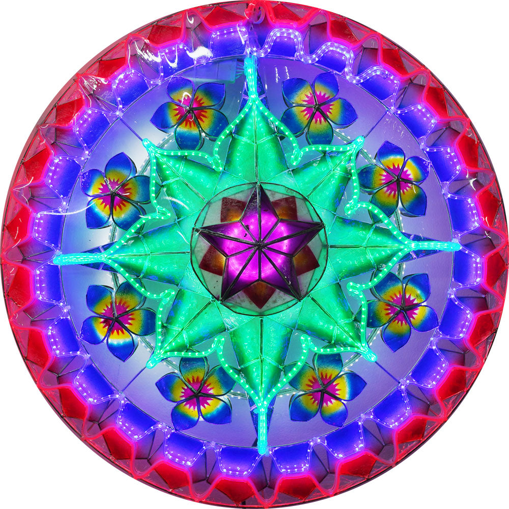 Philippinen Weihnachten Capiz Parol Laterne Stern (Tala) – Grün/Blau/Rot- Größe 24