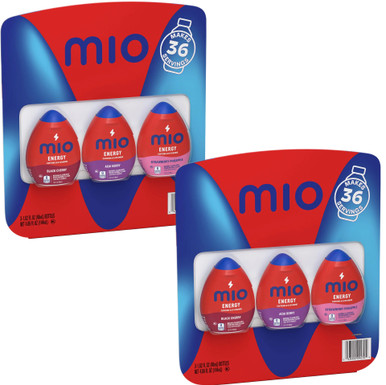 Mio Energy Liquid Water Enhancer Sortiment Packung, Schwarze Kirsche, Acai Berry Storm, Erdbeere Ananas, 6 Stück
