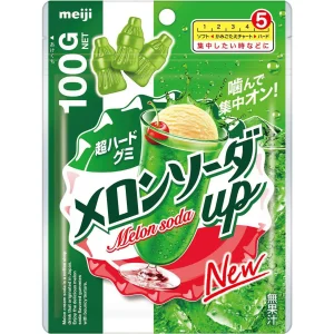 Meiji, Melon Soda Up, Melon Creme-Soda-Geschmack, harte Gummibonbons, – 100g