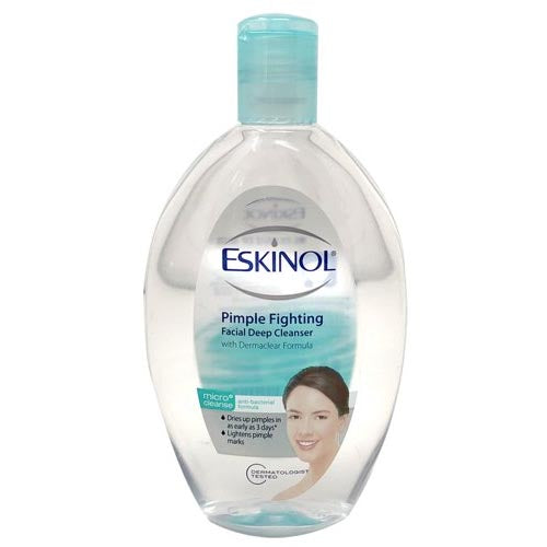 Eskinol – Pimple Fighting – Gesichtsreinigung mit Dermaclear Formula – Micro Cleanse – Antibakterielle Formel – 225 ML