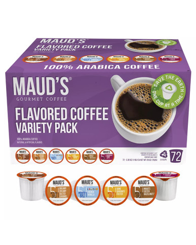 Maud's aromatisiert Kaffee Sortiment Packung, mittlerer Braten, 72 K-Cup Pods, 6 Gourmet-Geschmack