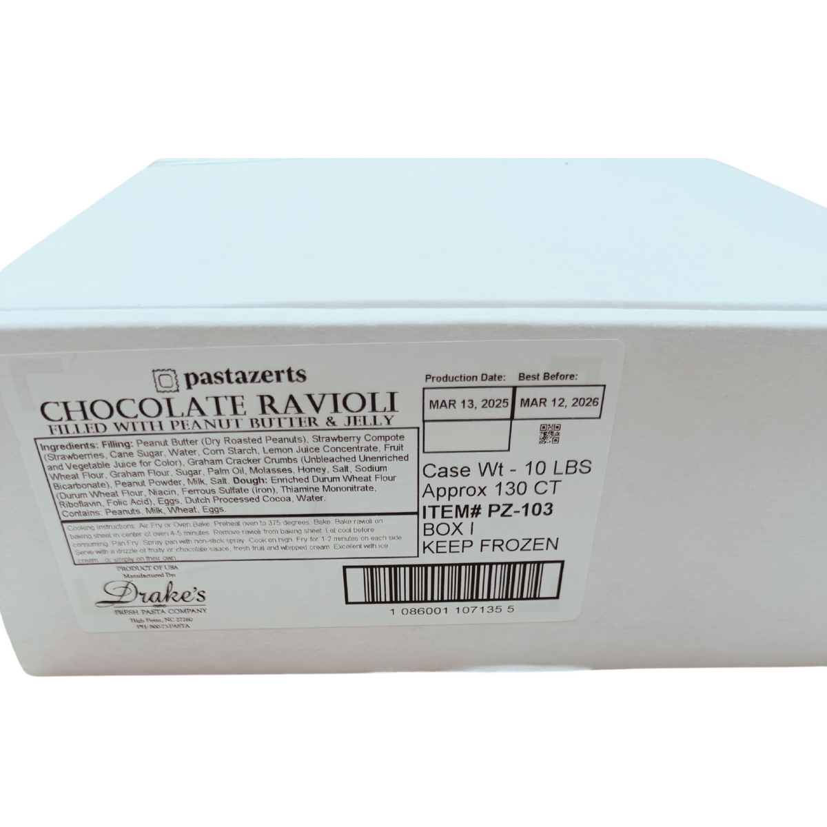 PastaZerts Schokolade Erdnussbutter & Jelly Ravioli Foodservice Bulk – 10 LBs