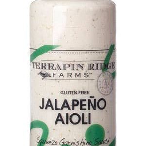 Terrapin-Gebirgefarmen – jalapeno aioli garnishing quetschen