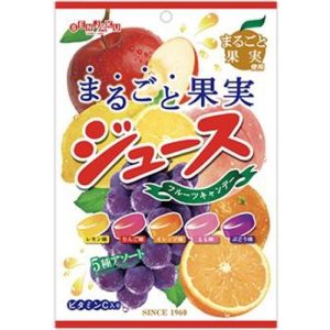 Senjaku, Marugoto Kajitsu Saftbonbons, harte Süßigkeiten, Obstsortiment, – 110g