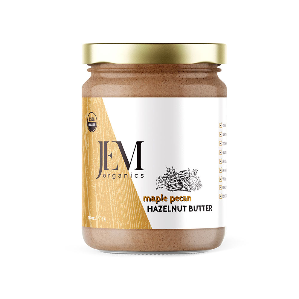 JEM Organics Maple Pekannuss Haselnussbutter – Große 6er Packung
