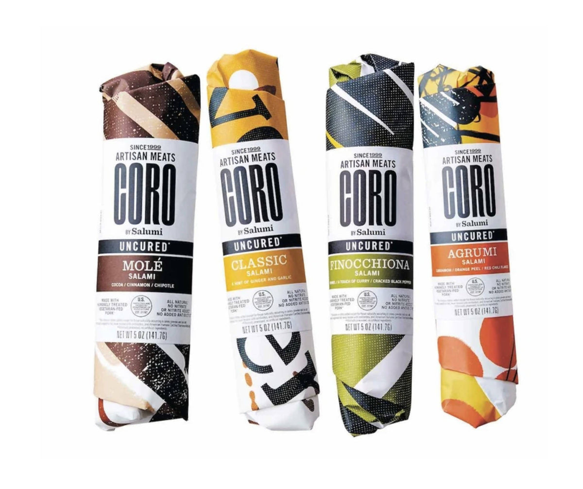 Coro Uncured Salami Sample Packung (Piccolo)Salami – 4 Salamipackung