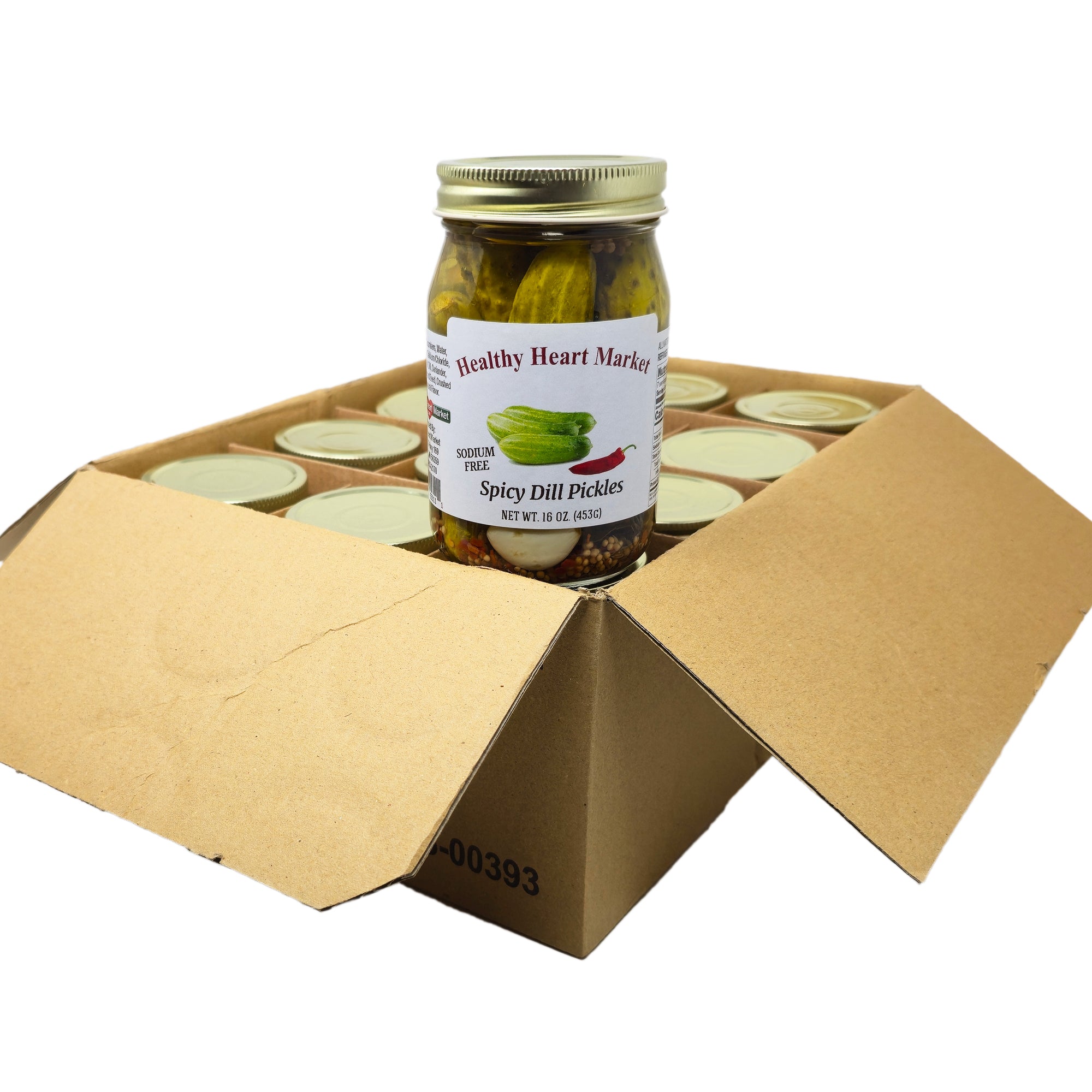 Fall von 12 gesunden Herz-Markt natriumfrei würzige Dill Pickles - 16oz