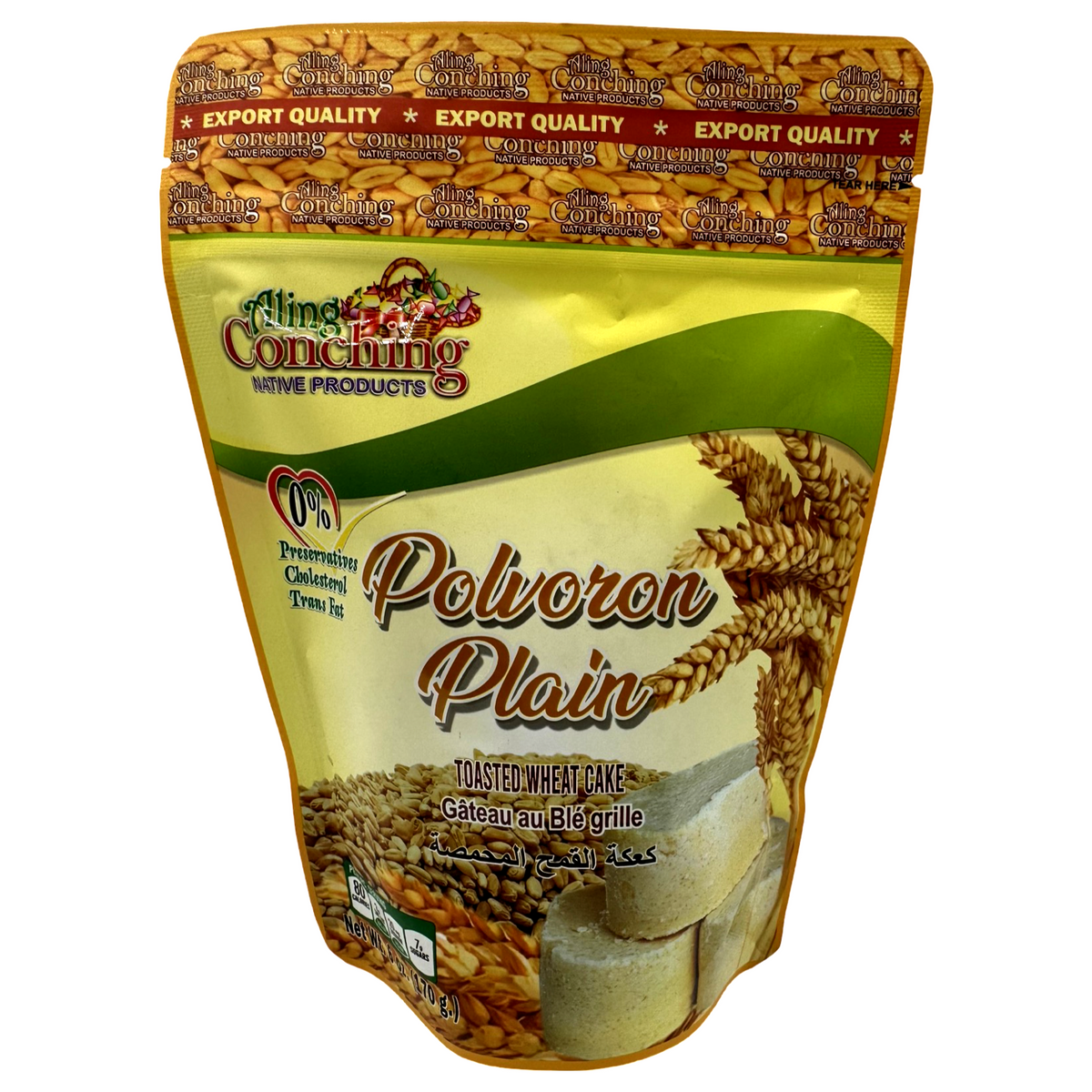 Aling Conching – Polvoron Plain – gerösteter Weizenkuchen – Plain – 10 Stück – 170 G