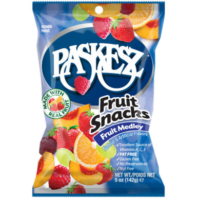 Paskesz Obst Snacks, Obst Medley Geschmack, fettfrei, glutenfrei, 5 oz
