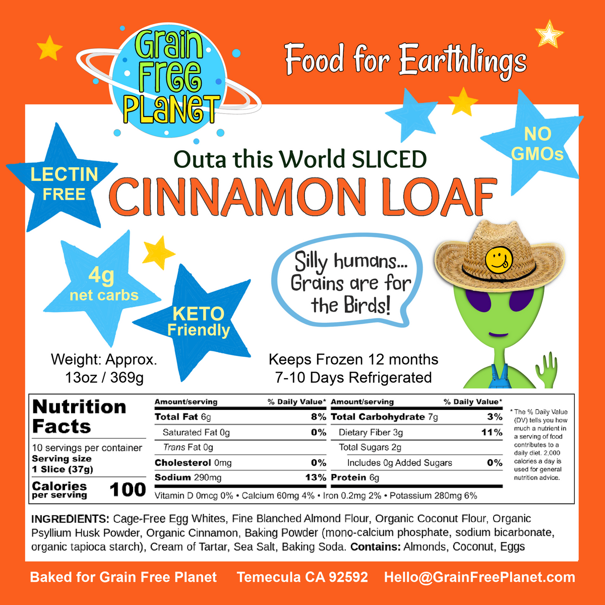 Grain Free Planet Keto geschnittene Zimt Swirl Loaf Case