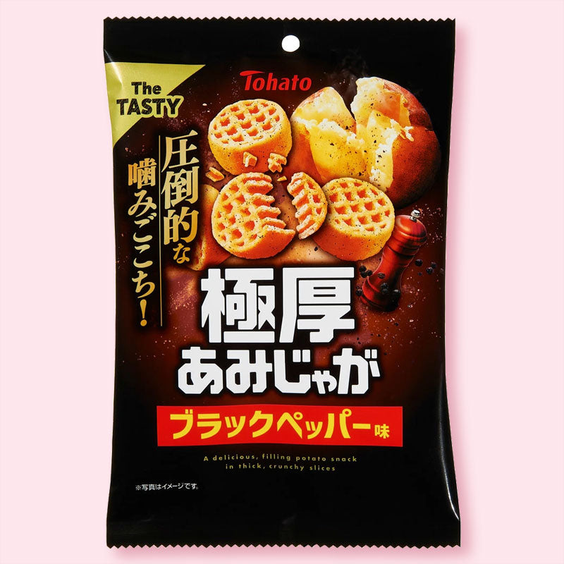 Tohato Extra Dicke Amijaga Kartoffelchips – schwarzer Pfeffer