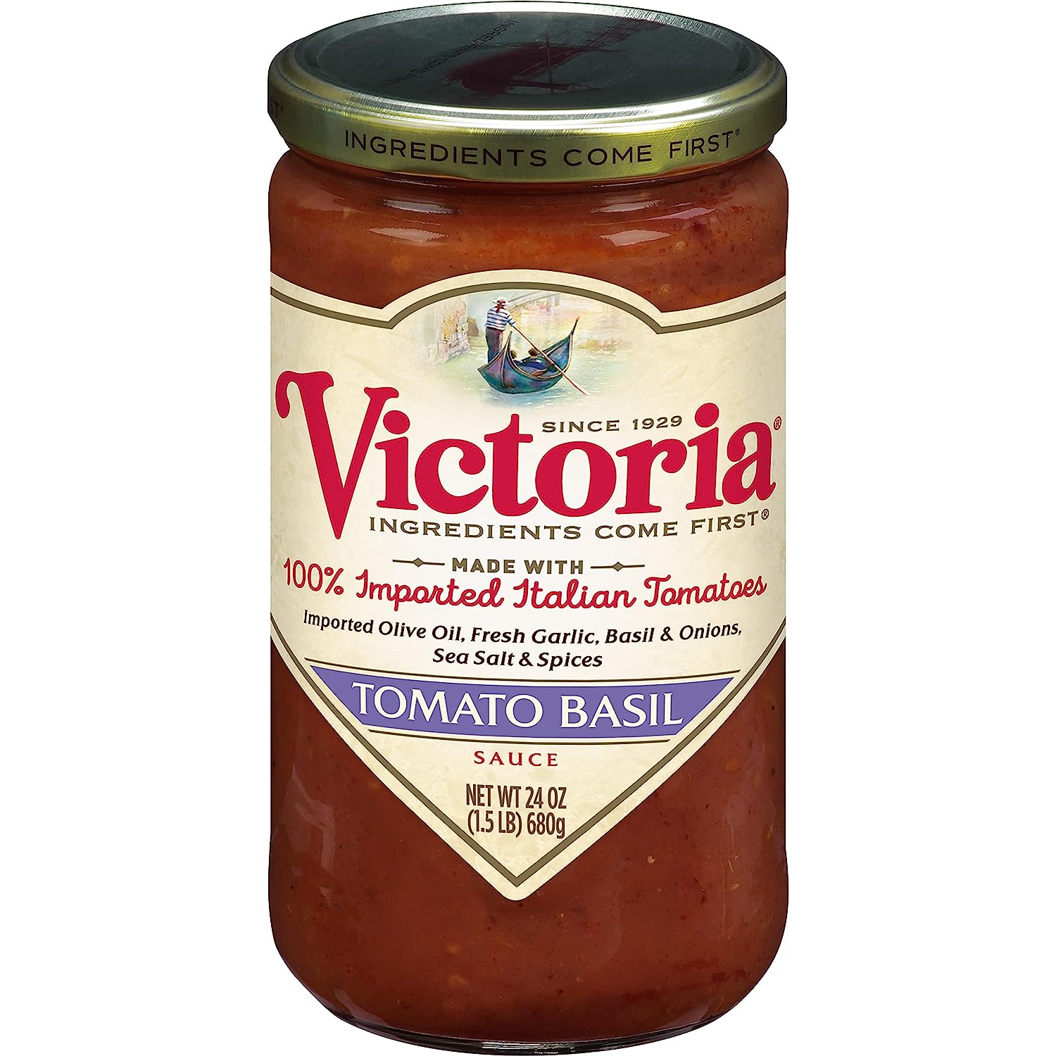 Victoria Sauce Tomaten Basilikum 24oz – Packung mit 6