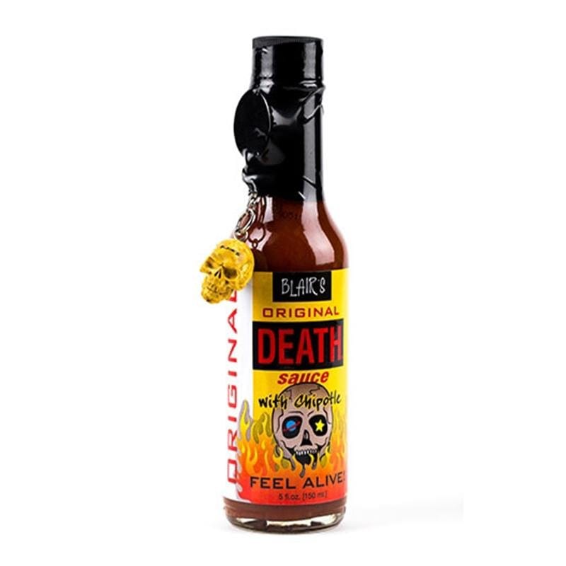 Blair's Original Death Sauce mit Chipotle und Totenkopf Schlüsselanhänger