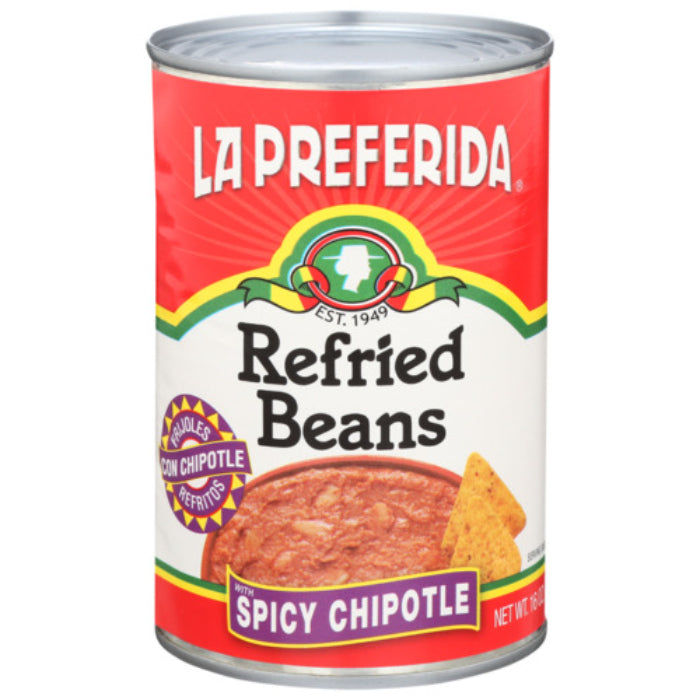 La Preferida Refried Beans Chipotle, 16 Oz – Packung mit 12 Stück