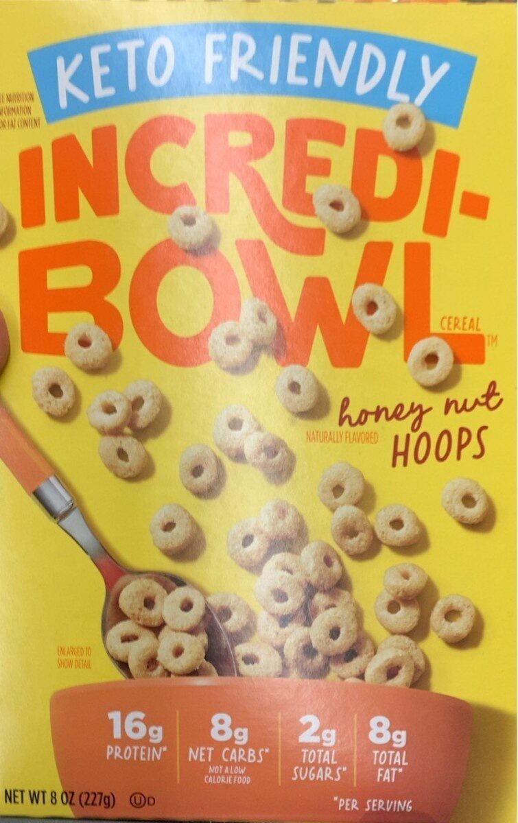 INCREDI-BOWL CEREAL Honig NUT HOOPS 8 OZ – Packung mit 8 Stück