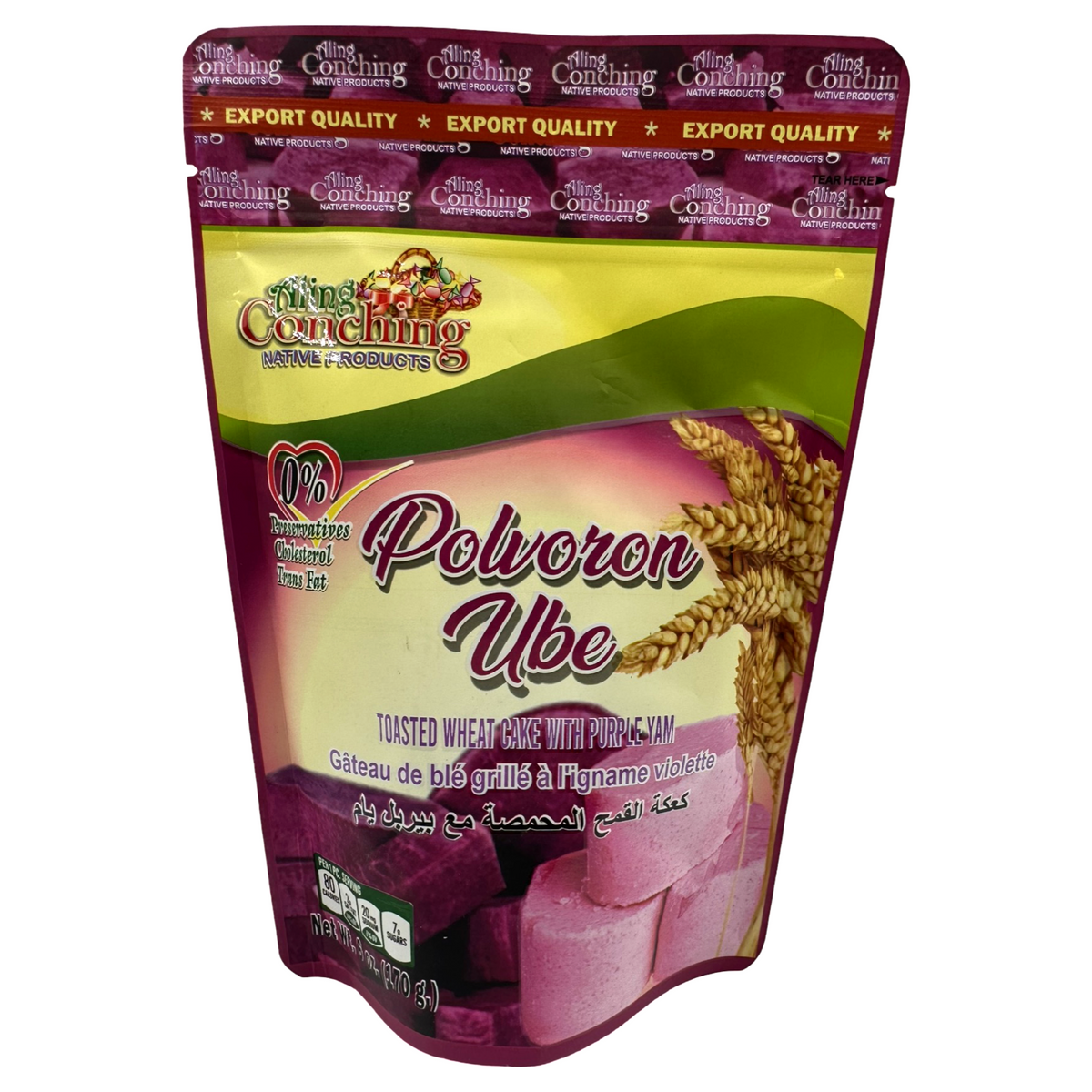 Aling Conching – Polvoron UBE – gerösteter Weizenkuchen - Violett Yam – 10 Stück – 170 G