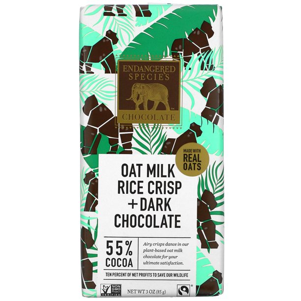 Endangered Species Bar Hafer Milch Dunkle Schokolade Reis Crips, 3 oz – Packung