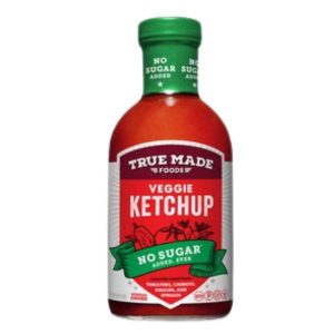 True Made Veggie Ketchup Glasflaschen, keine zuckerhaltigen pflanzlichen KetchUp Glasflaschen – 6 Flaschen x Gehäuse – 18oz