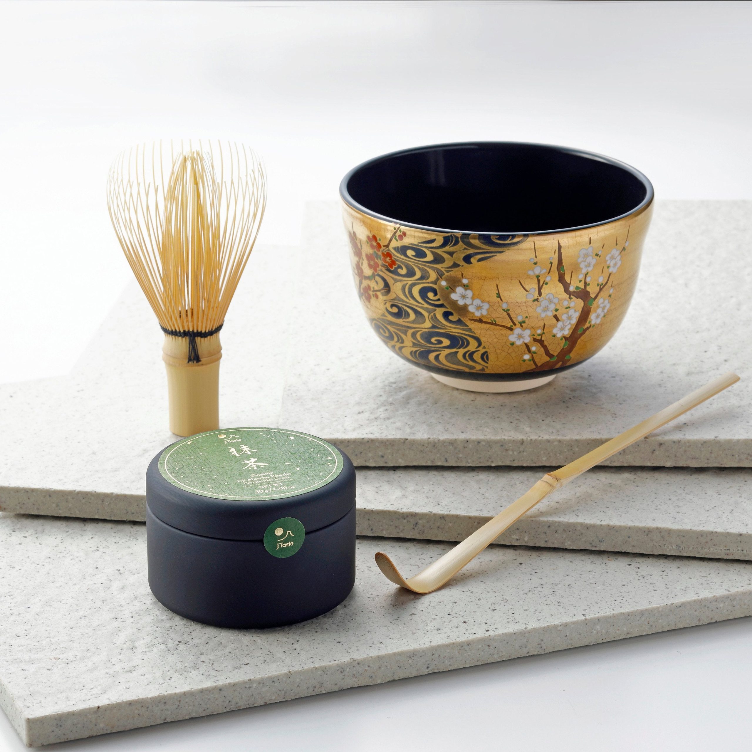 J Geschmack elegante Luxus Matcha Set mit Bio-Zeremonial Matcha 4 Stück