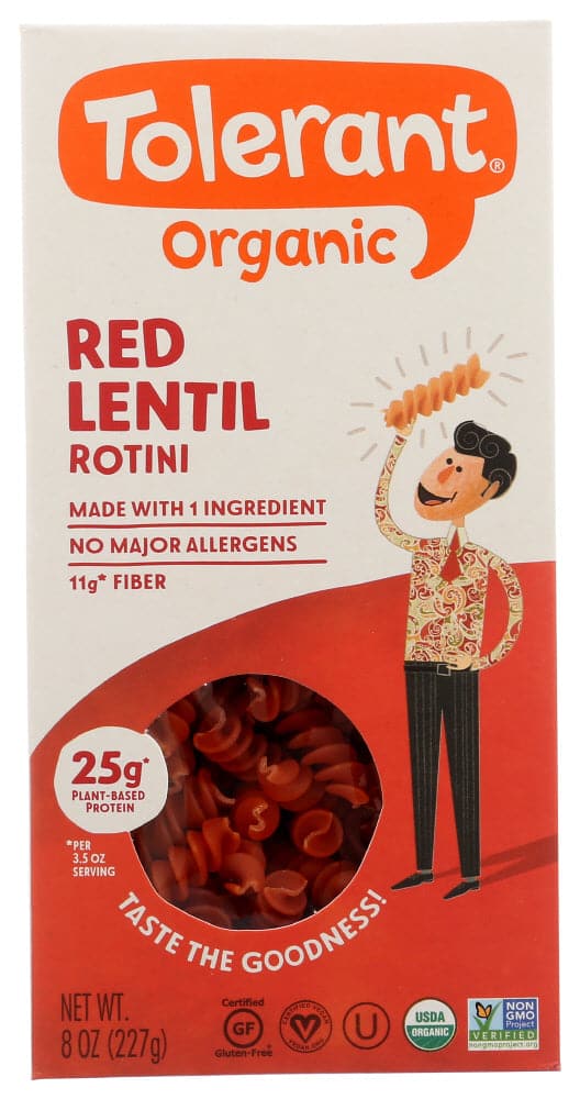 Tolerant Bio Rote Linsen Rotini 8 Oz – Packung mit 6 Stück